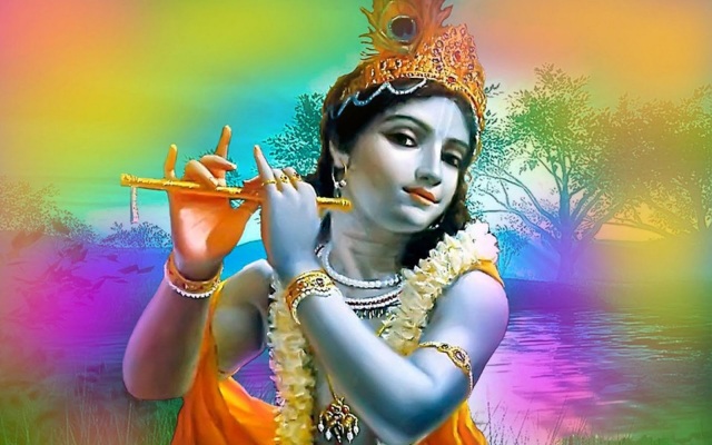 Lord krishna playing his flute